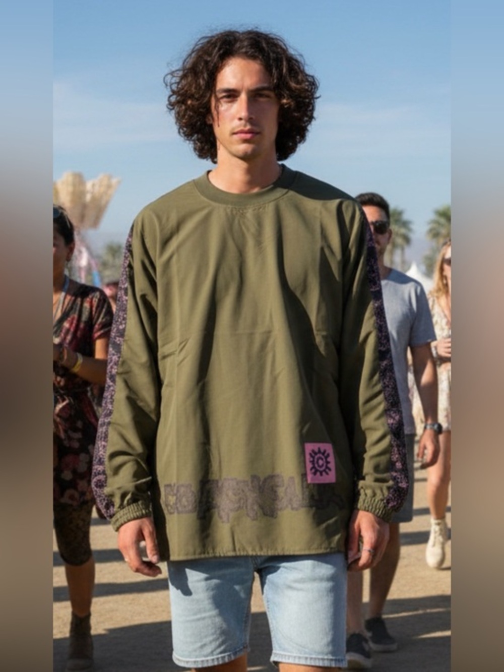 Coachella Olive Green Bomber-Style baggy Pullover with pockets